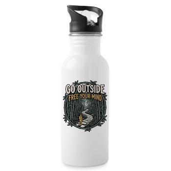 Go Outside Be Free - Trinkflasche mit integriertem Trinkhalm - Weiß - Rechts