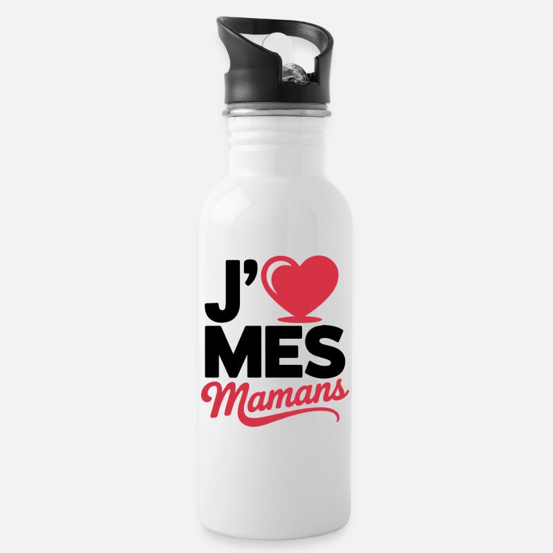 Aime_mes_mamans - Water bottle with straw - white
