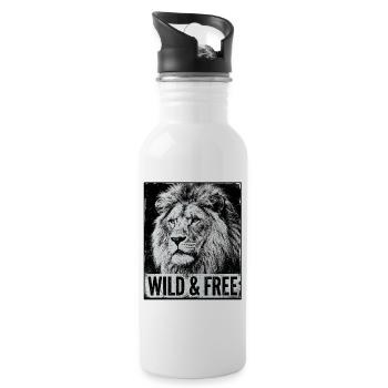 Lion sauvage et libre - Gourde avec paille intégrée - blanc - Droite