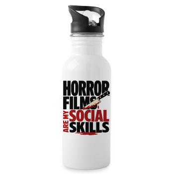 Horror Films Are My Social Skills - Water bottle with straw - white - Right