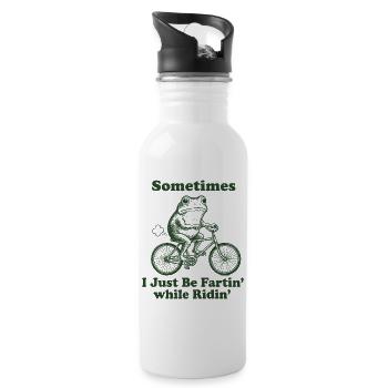 Frog Cyclist Saying Shirt - Water bottle with straw - white - Right