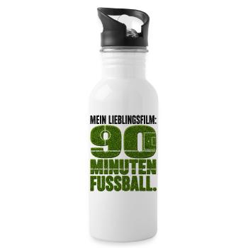 Mein Lieblingsfilm: 90 Minuten Fussball - Trinkflasche mit integriertem Trinkhalm - Weiß - Rechts