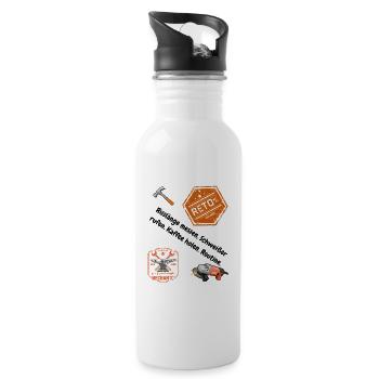 Schlosser Shirt: Passt nicht? Wird passend gemacht - Trinkflasche mit integriertem Trinkhalm - Weiß - Rechts