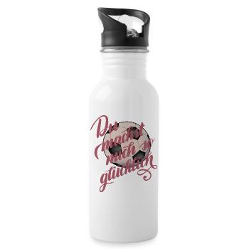 Du machst mich glücklich Fußball - Trinkflasche mit integriertem Trinkhalm - Weiß - Rechts