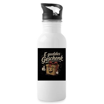 Geschenk T-Shirt - Trinkflasche mit integriertem Trinkhalm - Weiß - Rechts