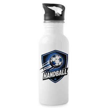 Mouvement du logo du bouclier de handball - Gourde avec paille intégrée - blanc - Droite