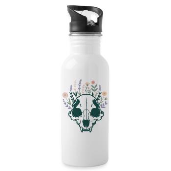 Schädel Blumen Floral Botanik Knochen Blüten - Trinkflasche mit integriertem Trinkhalm - Weiß - Rechts