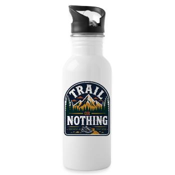 Trail or Nothing Run Wild-Abzeichen - Trinkflasche mit integriertem Trinkhalm - Weiß - Rechts
