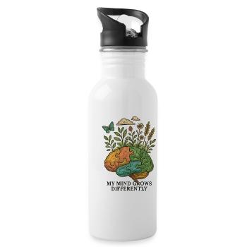 Brain grows differently - Water bottle with straw - white - Right