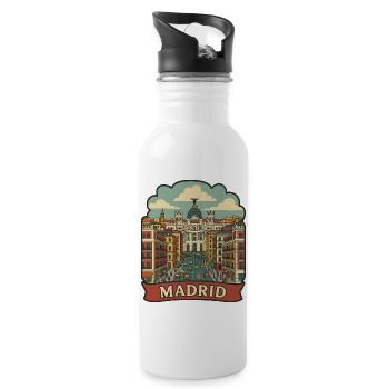 Madrid Gran Via Metropolis Retro Travel Sticker - Water bottle with straw - white - Right