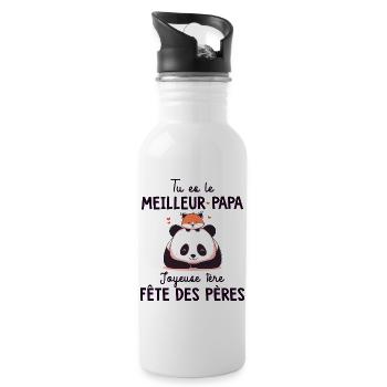 Meilleur papa fête des pères pére - Gourde avec paille intégrée - blanc - Droite
