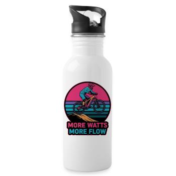 Retro E-MTB Sunset More Watts More Flow - Water bottle with straw - white - Right