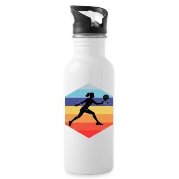 Padel Zubehör Geschenkidee für Padel Anfänger Fans - Trinkflasche mit integriertem Trinkhalm - Weiß - Rechts