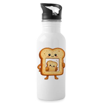 Motif du duo de toast kawaï - Gourde avec paille intégrée - blanc - Droite