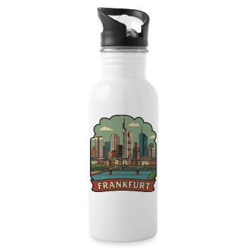Autocollant rétro de voyage pour la Skyline de Francfort, Allemagne - Gourde avec paille intégrée - blanc - Droite