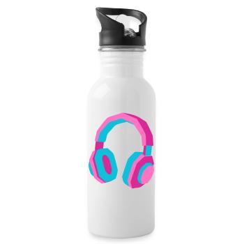 Kopfhörer 80er Retro Synthwave DJ Musik Gamer - Trinkflasche mit integriertem Trinkhalm - Weiß - Rechts