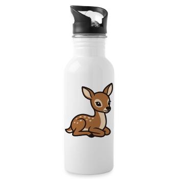 Rehkitz Waldtier Babyparty Kindergeburtstag Reh - Trinkflasche mit integriertem Trinkhalm - Weiß - Rechts