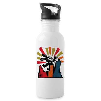 Monster Hase - Trinkflasche mit integriertem Trinkhalm - Weiß - Rechts