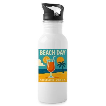 Summer Vibes - Trinkflasche mit integriertem Trinkhalm - Weiß - Rechts