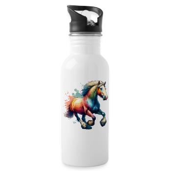 Cheval de trait belge Cheval cadeau - Gourde avec paille intégrée - blanc - Droite