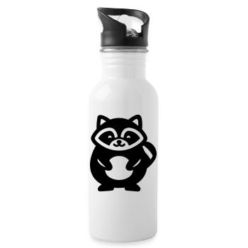 raccoon - Water bottle with straw - white - Right