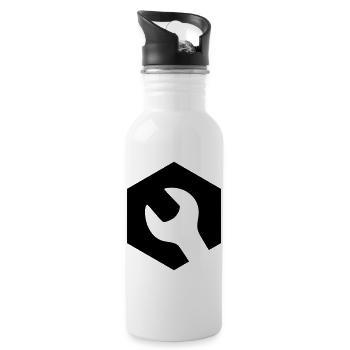 Mechanic Wrench Logo - Water bottle with straw - white - Right