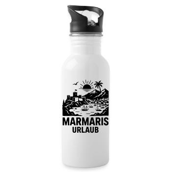 Marmaris Urlaub Türkei - Trinkflasche mit integriertem Trinkhalm - Weiß - Rechts