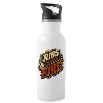 Ribs & Fire BBQ Ribs Grill Master Smoker - Water bottle with straw - white - Right