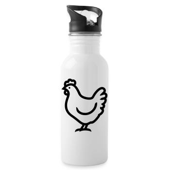 chicken - Water bottle with straw - white - Right