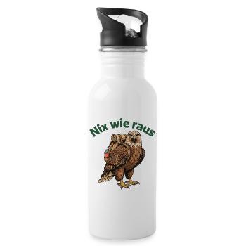 Nix wie raus Natur Abenteuer Adler - Trinkflasche mit integriertem Trinkhalm - Weiß - Rechts