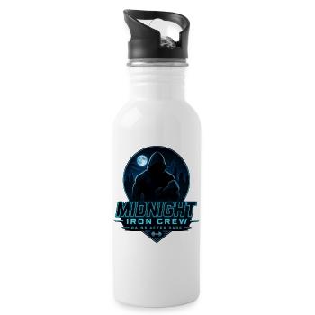 Midnight Iron Crew Gains After Dark Gym Training - Water bottle with straw - white - Right