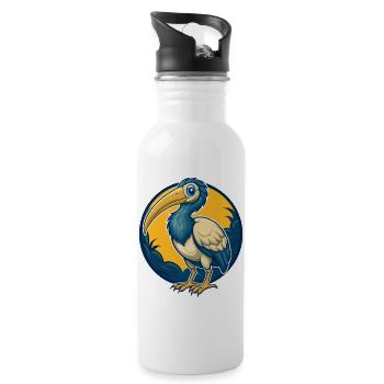 Ibis Kawaii Mascot Cartoon Character Clipart Logo - Water bottle with straw - white - Right