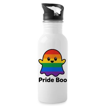 Regenbogen Pride Geist Design - Trinkflasche mit integriertem Trinkhalm - Weiß - Rechts