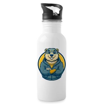 Logo clipart de la mascotte Marmot Kawaii - Gourde avec paille intégrée - blanc - Droite