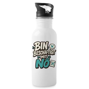 BIN BESCHÄFTIGT MIT NÖ - Trinkflasche mit integriertem Trinkhalm - Weiß - Rechts