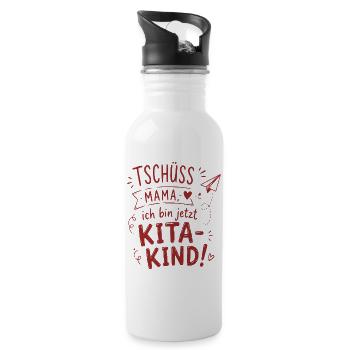 Tschüss Mama Kita-Kind - Trinkflasche mit integriertem Trinkhalm - Weiß - Rechts