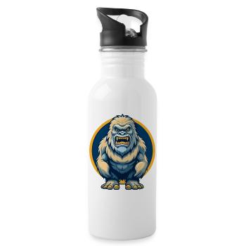 Yeti Kawaii Maskottchen-Cartoon-Charakter-Clipart-Logo - Trinkflasche mit integriertem Trinkhalm - Weiß - Rechts