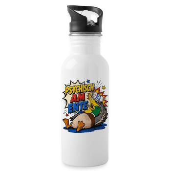  Enten, Bier saufen, Bierliebhaber, Pro-duck-tive - Trinkflasche mit integriertem Trinkhalm - Weiß - Rechts
