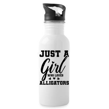 Just A Girl Who Loves Alligators – Alligator Fan - Trinkflasche mit integriertem Trinkhalm - Weiß - Rechts