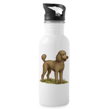 Large Poodle - Water bottle with straw - white - Right