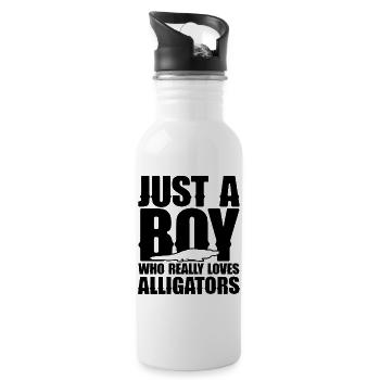 Just A Boy Who Really Loves Alligators - Trinkflasche mit integriertem Trinkhalm - Weiß - Rechts