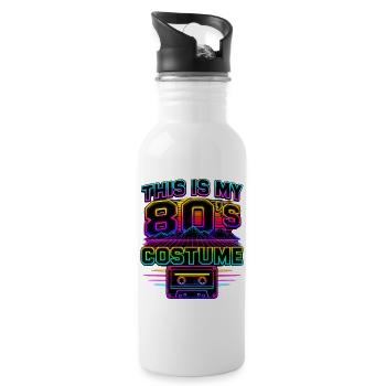 This Is My 80's Costume 80er Jahre - Trinkflasche mit integriertem Trinkhalm - Weiß - Rechts