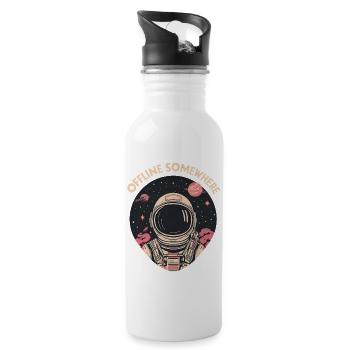 Astronaut im All – Offline Somewhere - Trinkflasche mit integriertem Trinkhalm - Weiß - Rechts