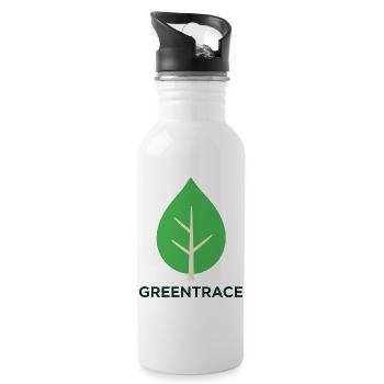 Grünspur-Grünblatt - Trinkflasche mit integriertem Trinkhalm - Weiß - Rechts