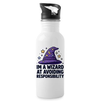 Wizard Avoiding Responsibility - Trinkflasche mit integriertem Trinkhalm - Weiß - Rechts