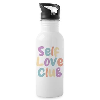 Self Love Club Pastelldruck - Trinkflasche mit integriertem Trinkhalm - Weiß - Rechts