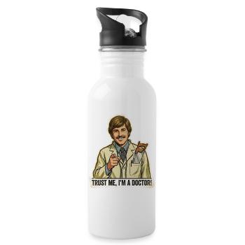 Vertrau mir, ich bin ein Arzt – lustiges Chirurgendesign - Trinkflasche mit integriertem Trinkhalm - Weiß - Rechts