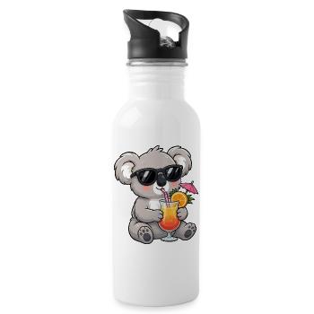 Koala Cocktail am Strand - Trinkflasche mit integriertem Trinkhalm - Weiß - Rechts