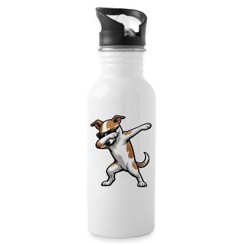 Dabbing Whippet in Comic Style - Water bottle with straw - white - Right
