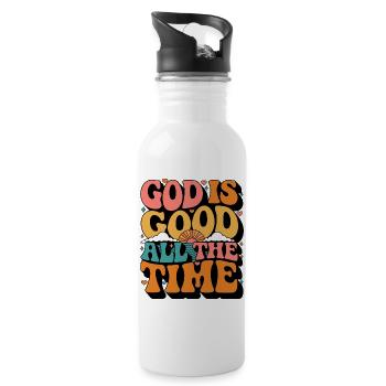 God Is Good All The Time Retro - Water bottle with straw - white - Right